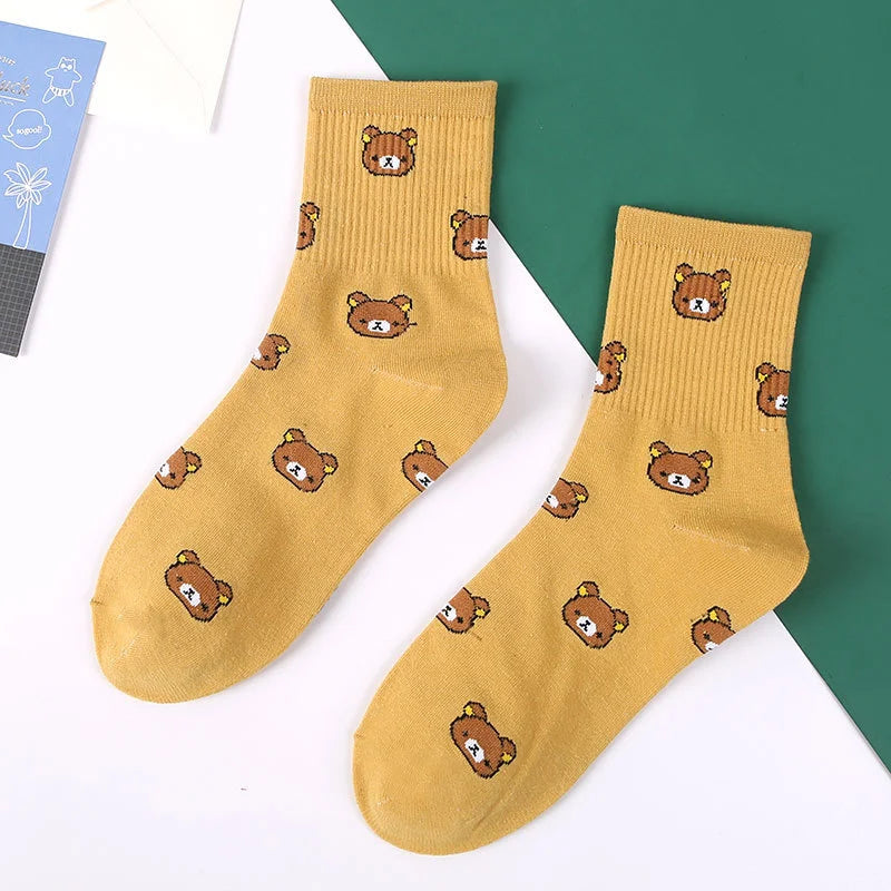 Cute Cow Print Socks for Women White Black Funny Cartoon Animals Sock Girls on Sale Fashion Casual Streetwear Skateboard