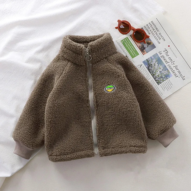 Kids LambWool Coats Boys Girls Velvet Warm Outerwear Autumn Winter Jackets Children Outer Clothing Fashion Coats 1-8 Years