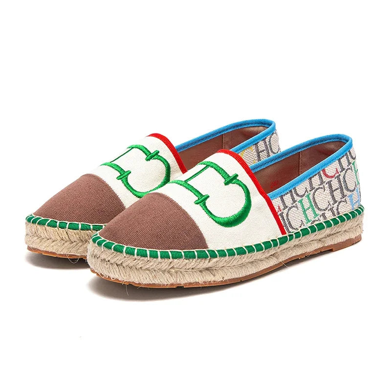 C-H Loafers Woman's Flat Shoes New Fashionable Splicing Women's Beach Shoes Anti slip Mommy Shoes