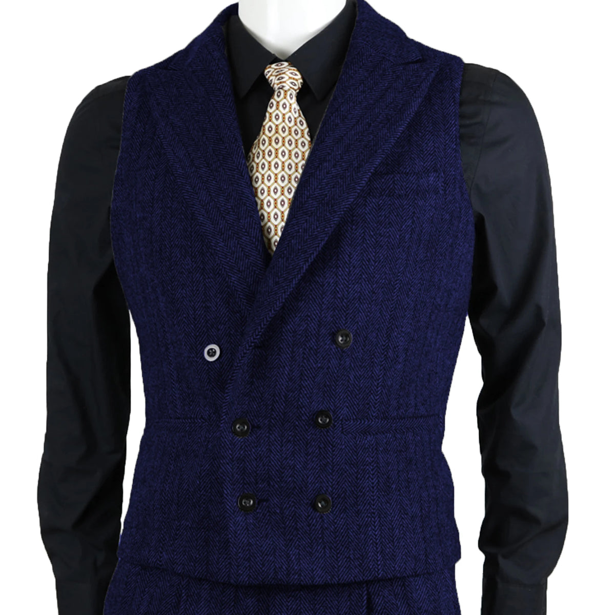 Men Suit Vest Brown Herringbone Tweed Slim Fit Waistcoat Double Breasted Sleeveless Jacket For Wedding Party Prom Suit Vests