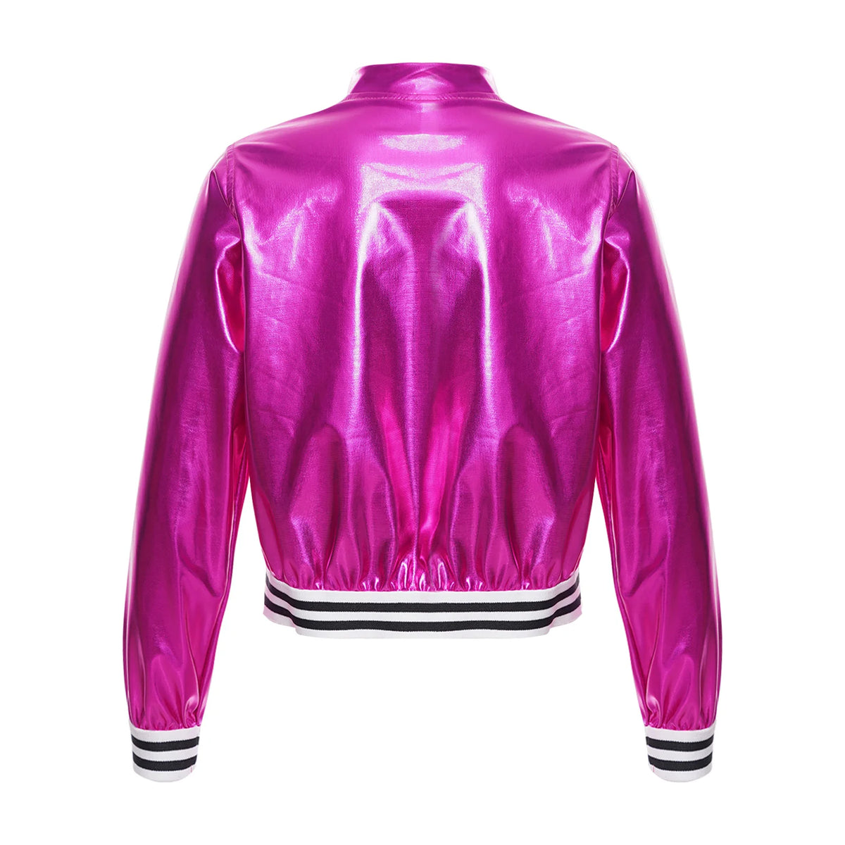 Kids Girls Shiny Sequins Hip Hop Jazz Dance Jacket Long Sleeve Zipper Bomber Coat Outerwear Disco Stage Performance Streetwear