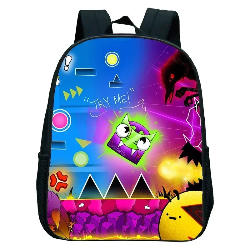 Children Backpack Anime Small Bookbag Kids Cartoon School Bags  Angry Geometry Dash Kindergarten Backpacks Boys Girls Rucksack