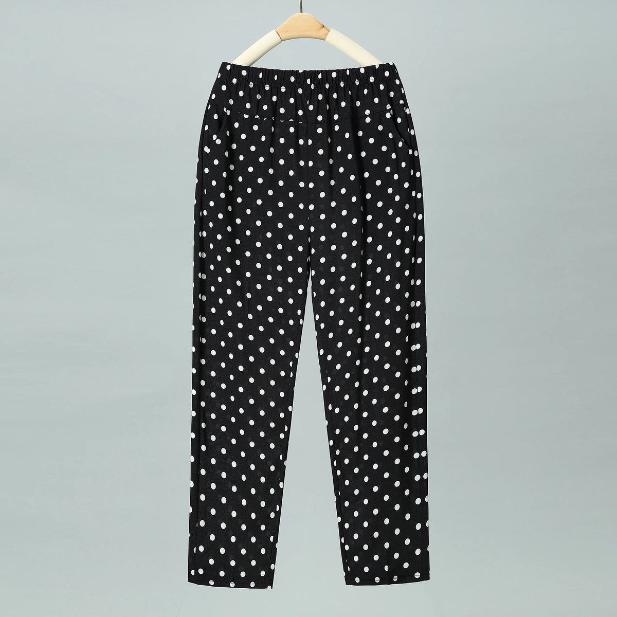 Summer Thin Nine Points Ice Silk Loose Straight Leg Pants High Waist Floral Design for Mom And andma Comfortable Casual Tro...