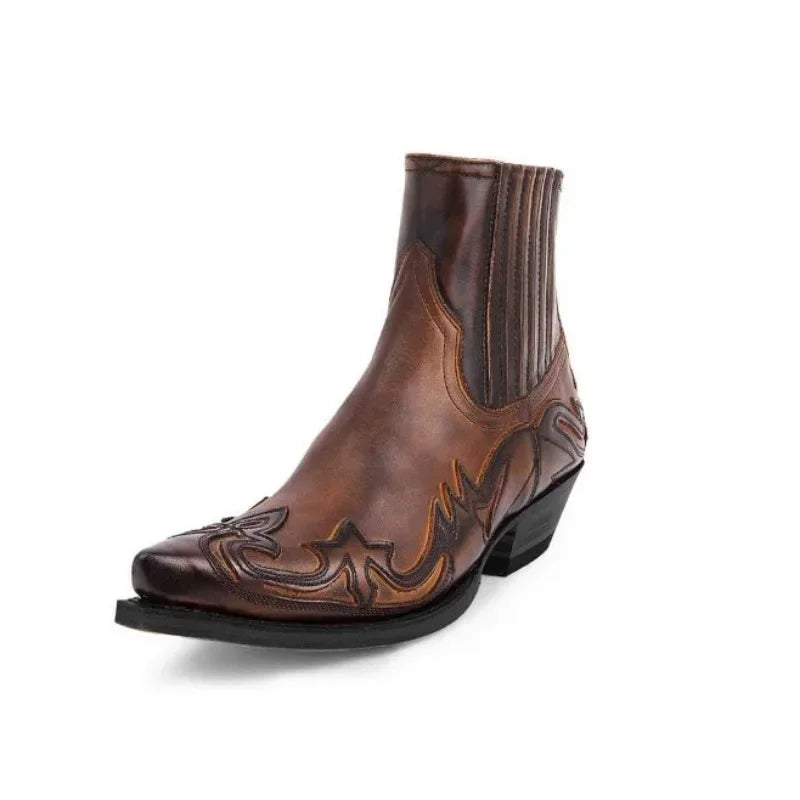 New Men's Boot Handmade Wedge Ankle Boots for Men Western Cowboy Boots Unisex Men's Leather Shoes Hard-Wearing