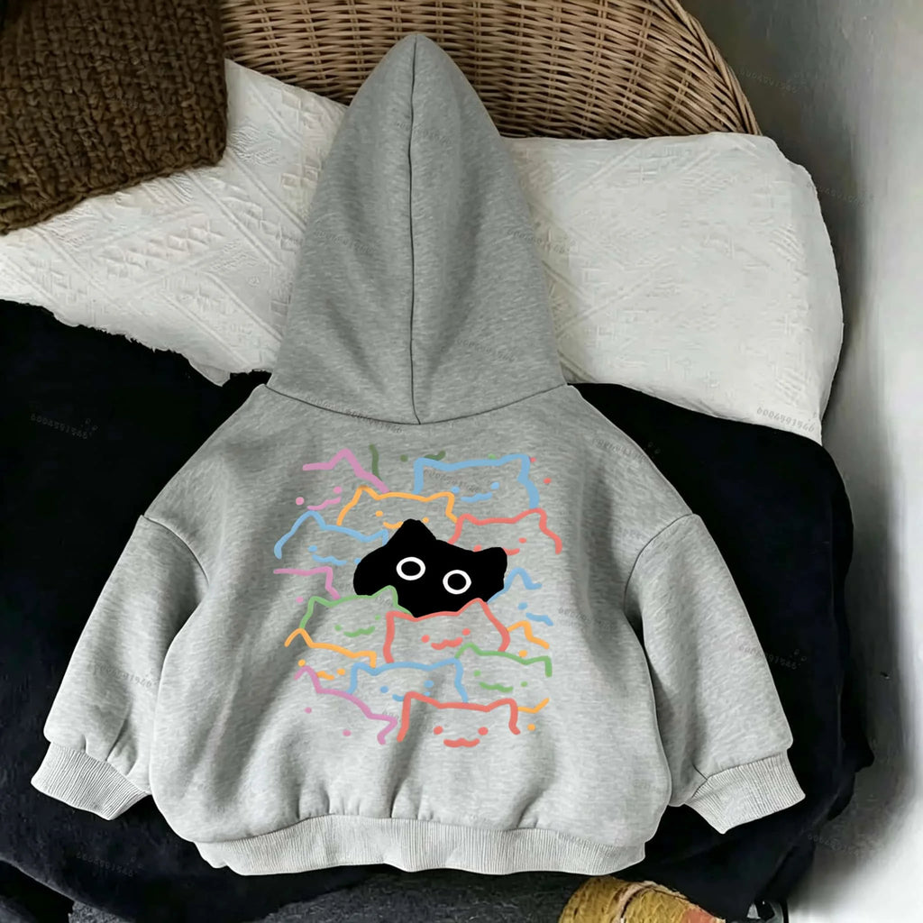 Spring, Autumn and Winter Children'sComfortable Hooded Sweatshirt-Boys' and Girls' Casual FestivalCartoon Print Pullover Sweater