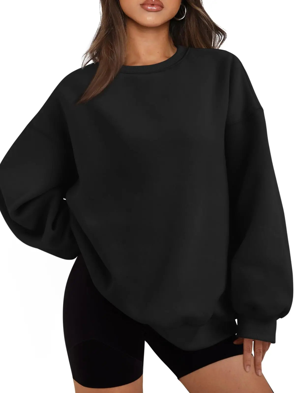 Loose Solid Color Women's Cotton Hoodies Casual Autumn Winter Fleece Sweatshirt Oversize Pullover O-Neck Top Hoody Couple Unisex