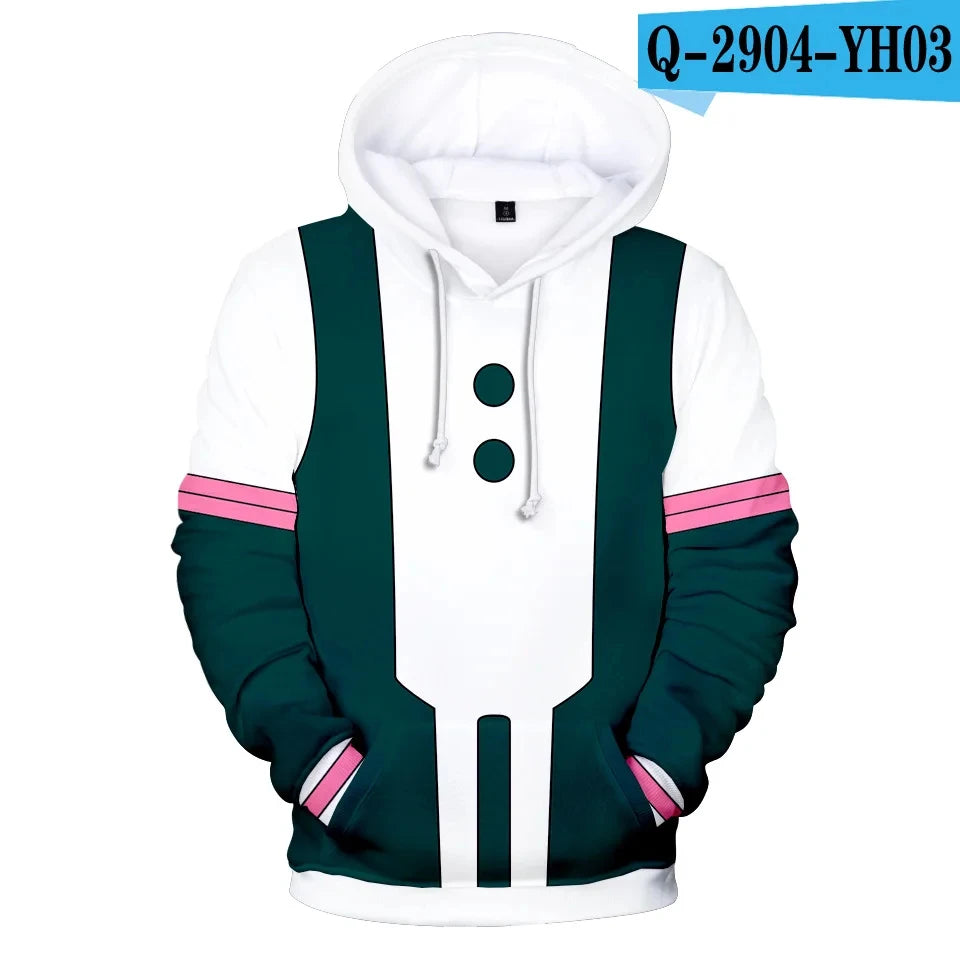 My Hero Academia Midoriya Izuku All Might Cosplay Costume School Uniform Boku No Hero Academia 3D Print Mens Hoodies Sweatshirts