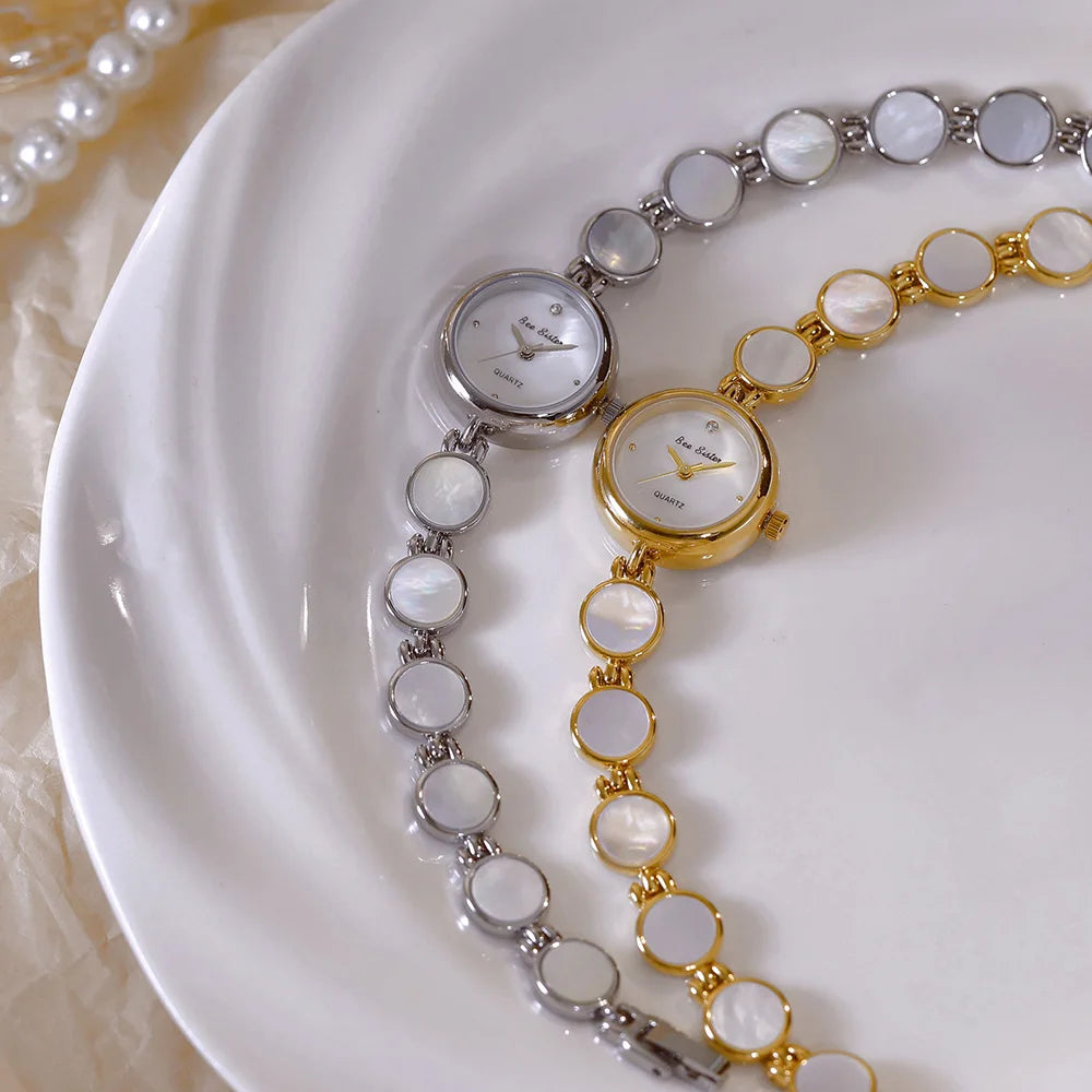 Luxury Ladies Watches Gold Small Dial Natural Shell Bracelet Clock Gifts For Women Lady Fashion Dress Quartz Wristwatch