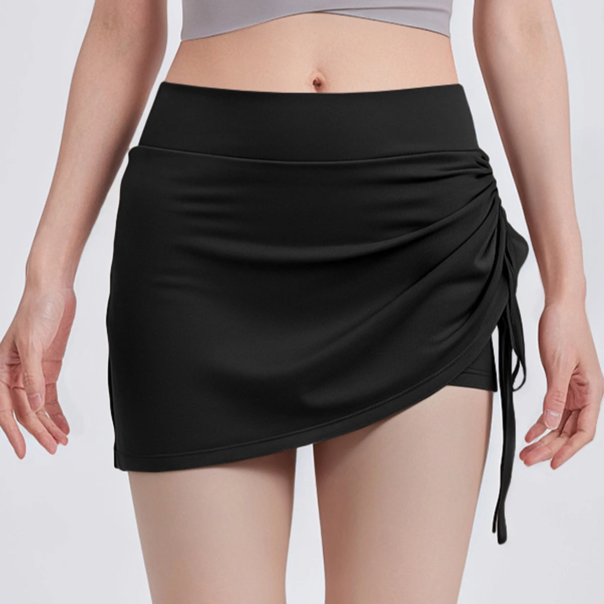 Women's Athletic Skirt with Attached Shorts, High Waist Workout Skort with Ruffle Hem, Gym to Tennis Wear for Women
