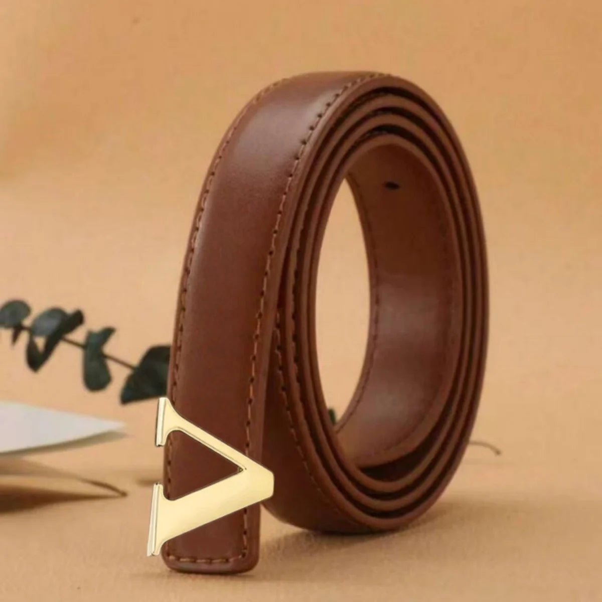 New Women V-Buckle Thin Belt Elegant Fashionable Waistband for Dress Pants Skirts Black Brown Burgundy white 4 Colors
