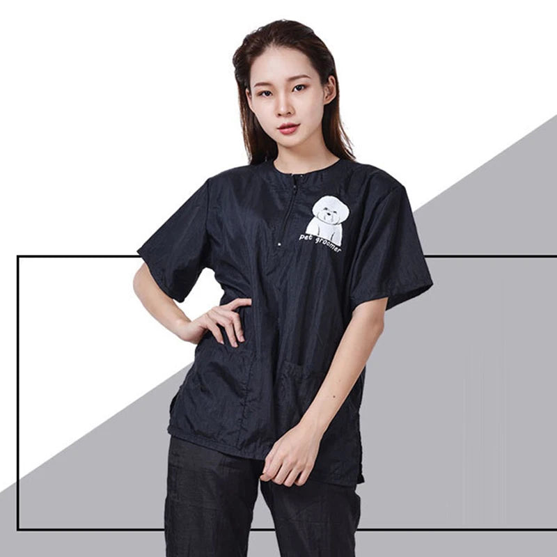 Pet Grooming Clothing Waterproof Pet Hospital Work Clothes Pet Stores Anti Hair And Anti-static Pet Groomer Smock Uniform Tops