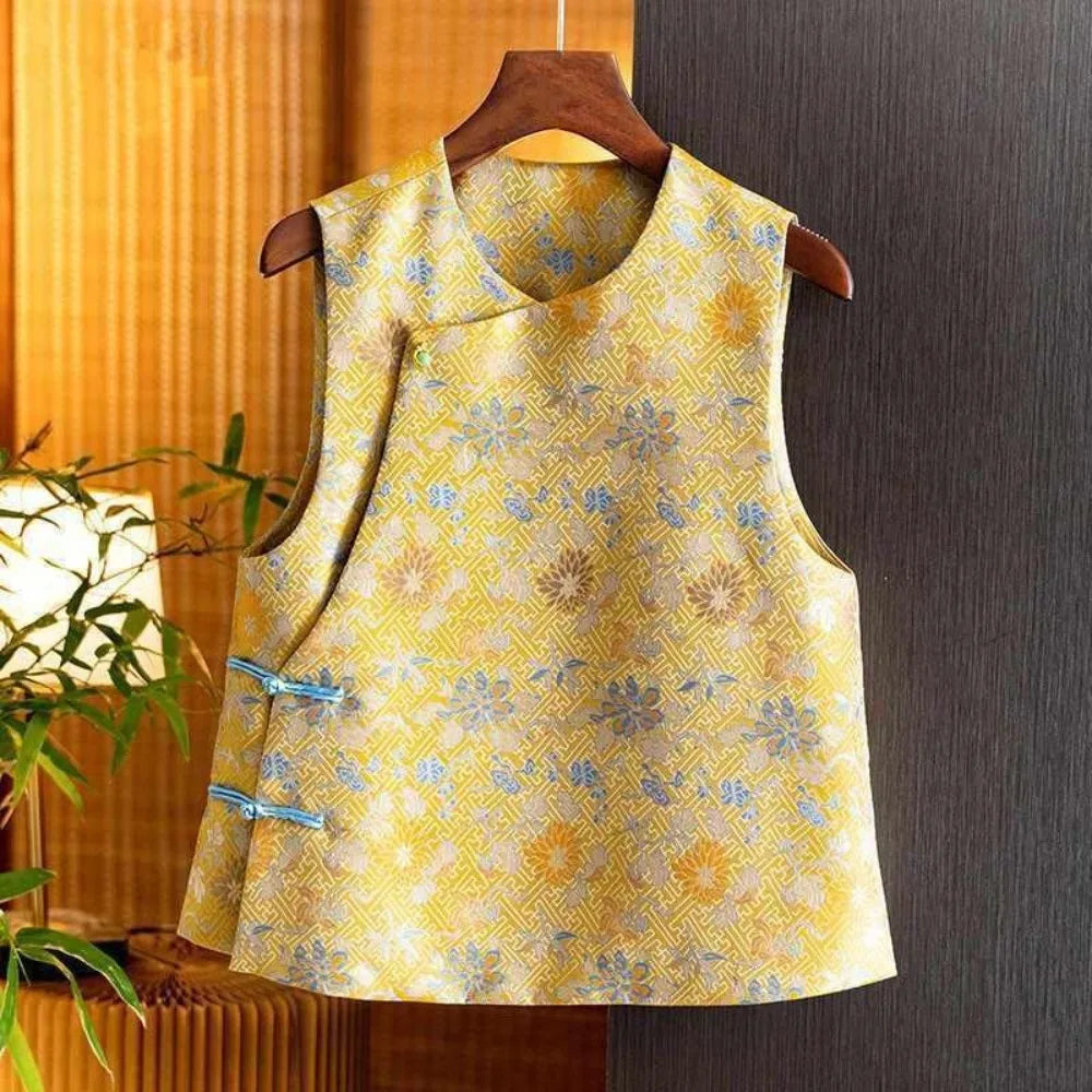 Thin Vest for Women Clothing Ethnic Style Print Vintage Clothes Streetwear Coats Women Jackets Chinese style Casual Summer