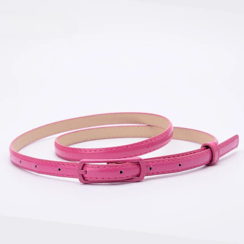 Children Candy Color Belts 1.2cm Super-thin PU Waistbands Simple Solid Color Casual Belts Girl Apparel Accessories