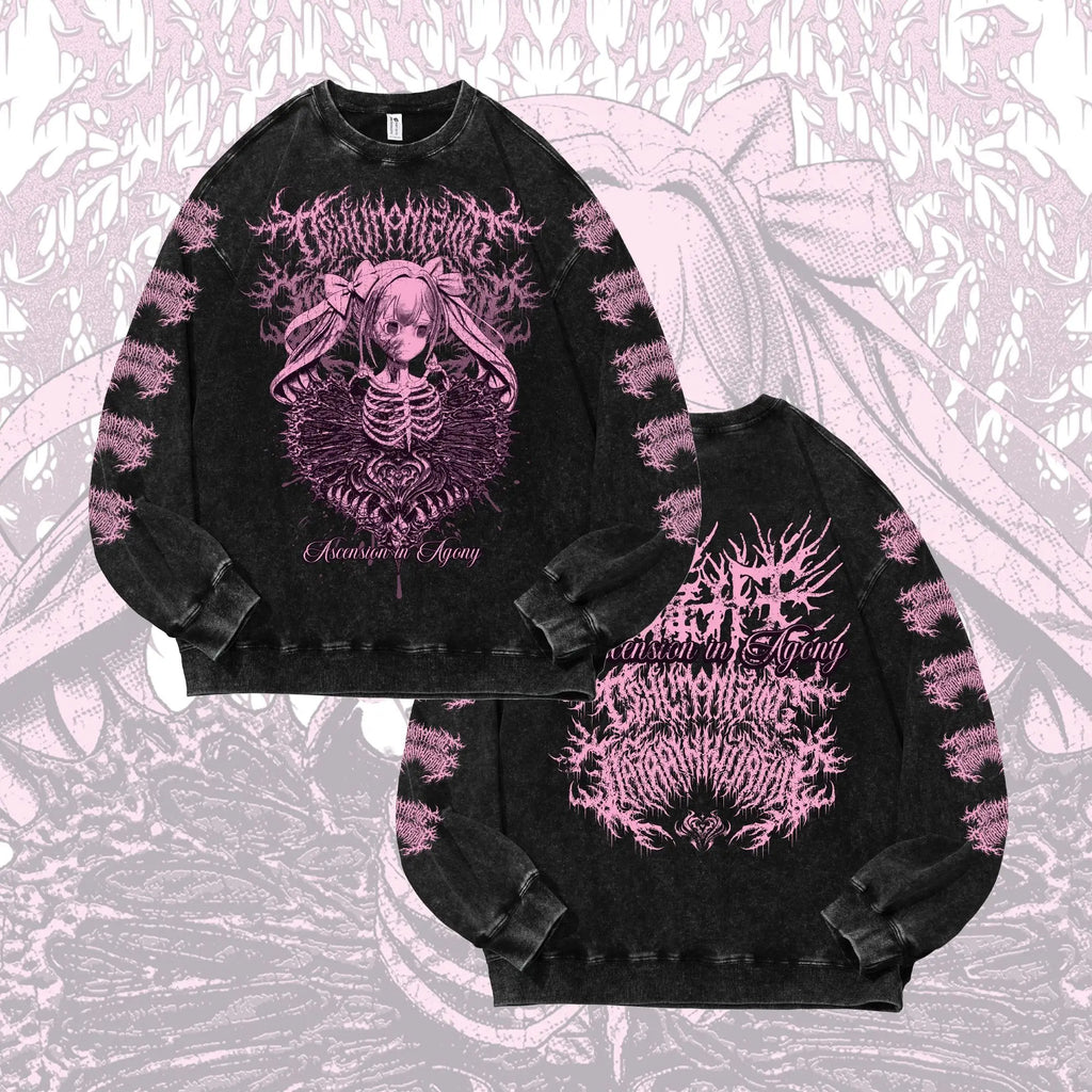 Japanese Harajuku Style Anime Print Subculture Patchwork Color Hoodie Women American Street Punk Oversized Casual Sweatshirt