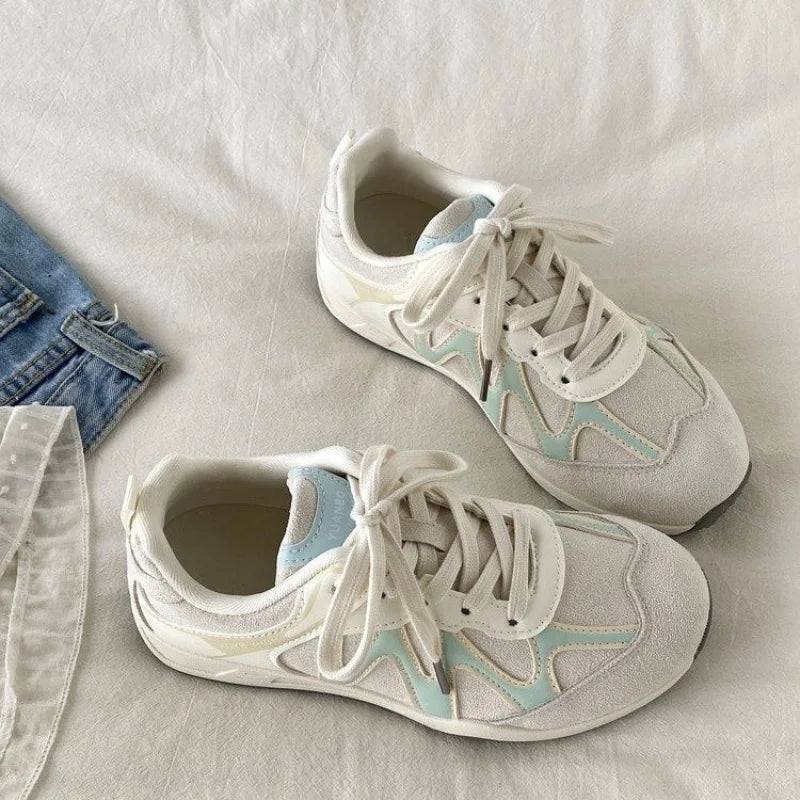 Women Flat Sports Shoes 2026 Spring New Round Toe Soft Sole Anti-slip Wear-resistant Low-top Single Shoe Fashion Casual Sneakers