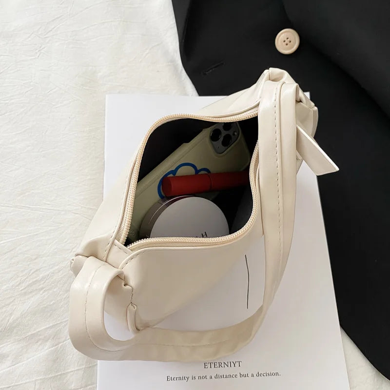 1pc Retro Soft PU Leather Women Shoulder Underarm Bag Casual Solid Color Small Top-Handle Handbag Ladies Fashion Shoulder Bag
