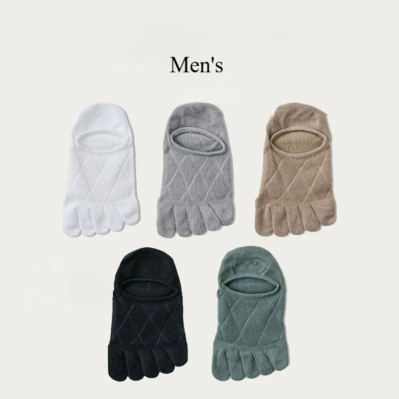 Women's 5 Pair Cotton 5-toe Socks Summer Breathable Mesh Sock for Women Mens Five Finger Ankle Toe Socks Low Cut Sock for Ladies