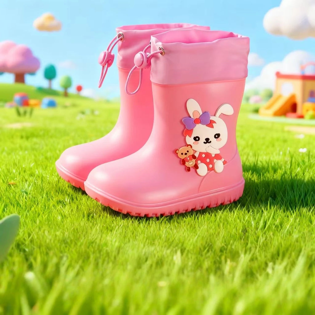 Cute Rabbit Rain Boots for Kids - Unisex Spring Autumn Rain Shoes Water-Proof Slip-Resistant Baby Water Shoes Ideal for Outdoor