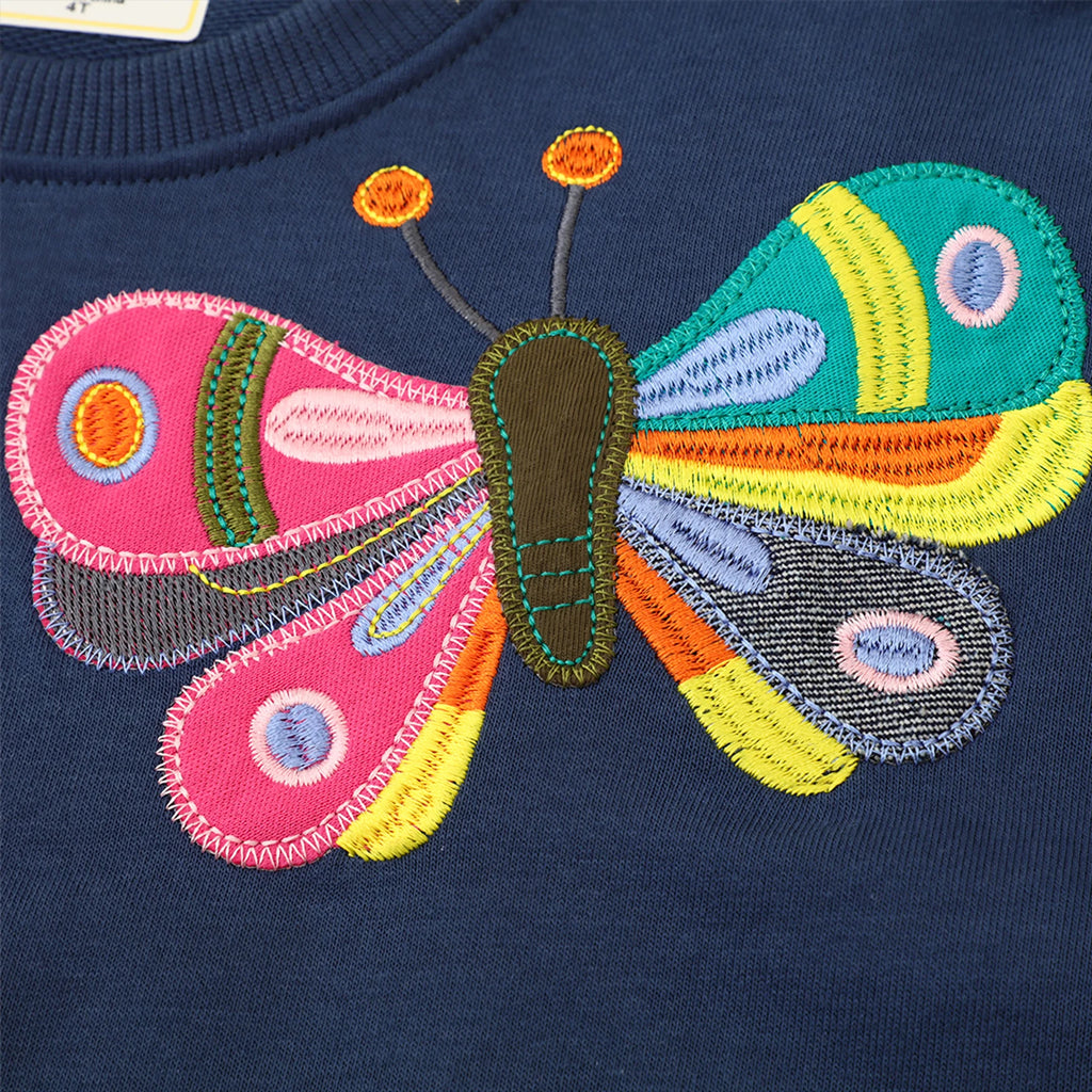 Girls Sweatershirt,Crew Neck Embroidered,Long Sleeve Pullover Toddler Kids Coat,Cotton Shirts,Floral Casual Children's Tops