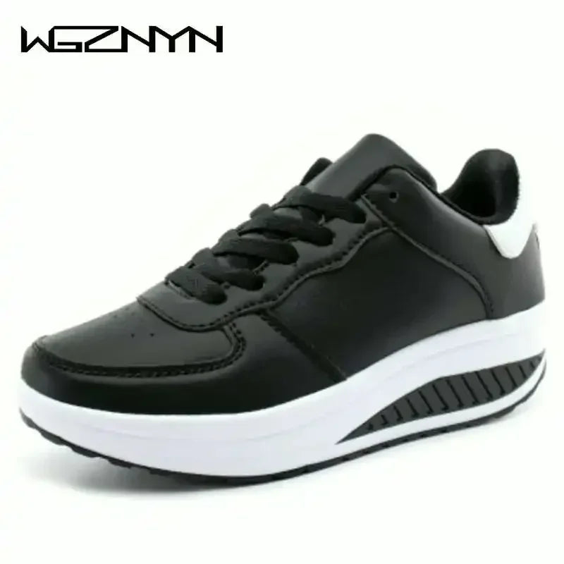 NEW Women Sneakers Breathable Waterproof Wedges Platform Vulcanize Shoes Woman Sneakers Leather Casual Shoes Tenis Feminino