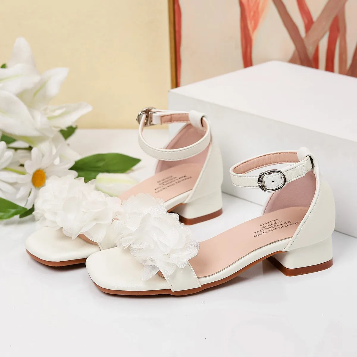 Children High Heel Sandals Fashion Flower Girls Princess Sandals Soft Sole Comfortable Non-slip Kids Shoes for Party Performance