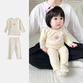 Korean Style Kids Pajama Set Cute Girls 2 Piece Sleepwear Warm Long Sleeve Autumn Winter Homewear Cozy Loungewear Outfit