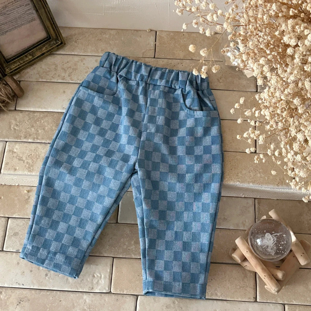 Fashion Plaid Pants Kids Boys Girls Casual Sports Loose Trousers Toddler Spring Autumn New Korean Style Pants Suitable for 0-3Y