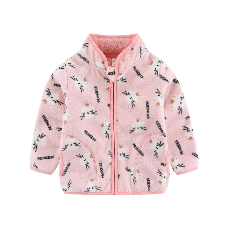 Boys Girls Autumn Winter Hooded Jacket Toddler Long Sleeve Zipper Outwear with Print Costume Baby Clothing New Arrivals