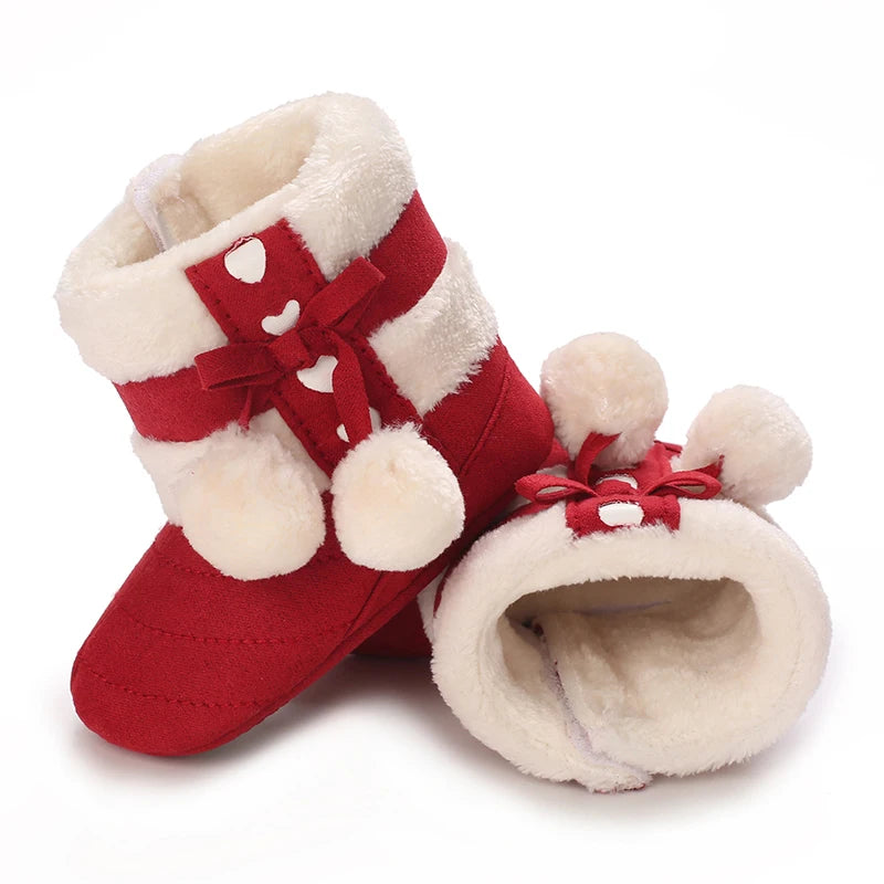 Infant Baby Winter Warm Boots Newborn Girls Boys First Walkers Shoes Soft Sole Fur Snow Booties Toddler Kids Anti-slip 0-12M