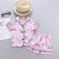 Unicorn Baby Girls Pajamas Clothing Set Summer New Cartoon Pattern Lapel T-shirt+Short Pants 2Pcs Suit For 1-5Y Kids Home Wear