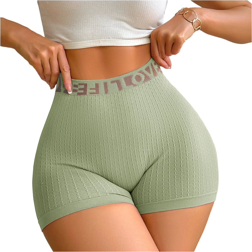 Women's Thin High Waisted Sports Yoga Shorts Solid Fashionable Casual Comofortable Underwear Homewear Fitness Boxer Shorts