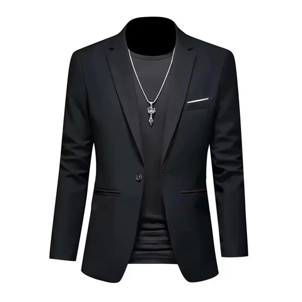 Men's Fashion Light Luxury Casual Business Suit Autumn New Slim Fit  Non-ironing Suit Jacket Solid Color Basic Suit Male Clothes