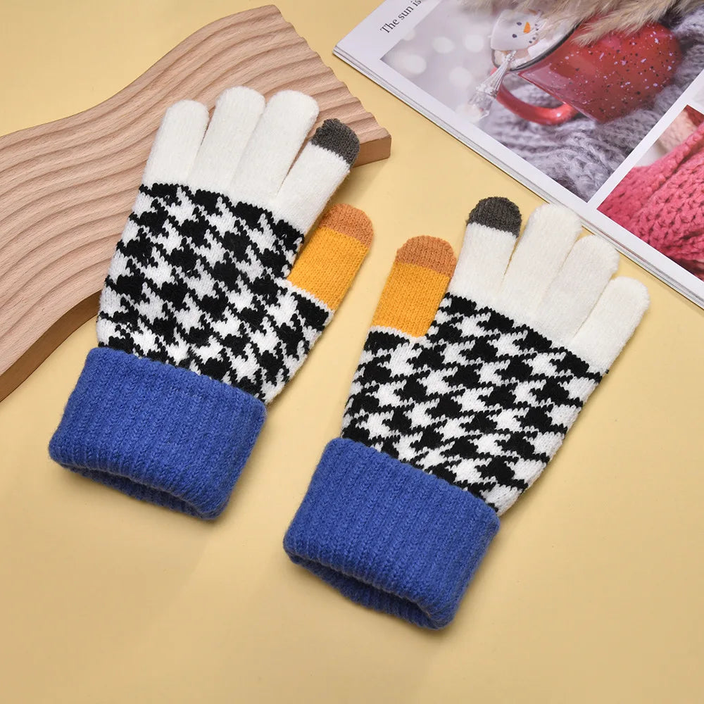 Women's Autumn Winter Gloves  Warm Hand Protection Touch Screen Splicing Thick Fashion Gloves Solid Color Simple Funny Wholesale