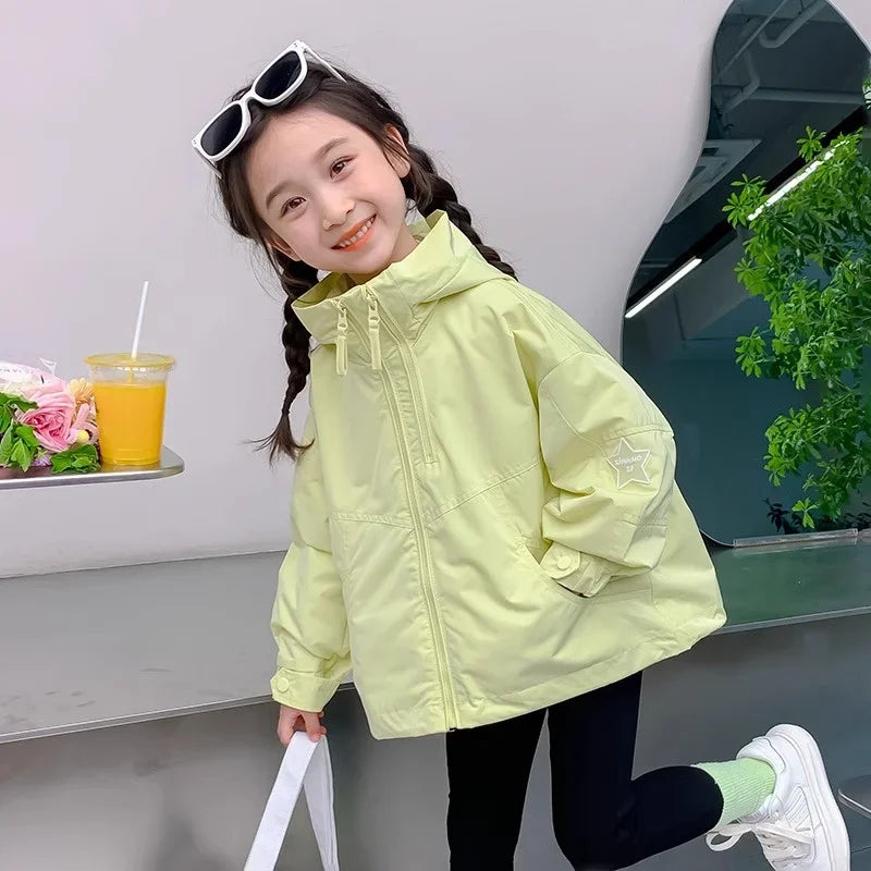 New Girl's Jacket Children Hooded Coats Kids Autumn Fashion Clothes Outerwear Children's Casual 2025 Spring Windbreaker Jackets
