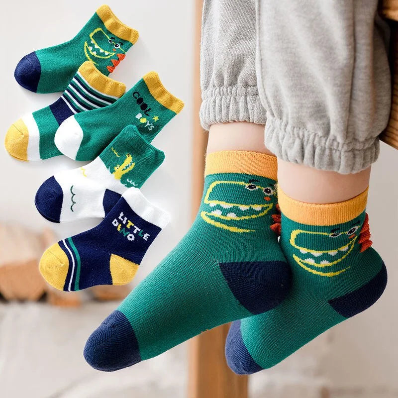 5 Pairs Baby Children's Socks Cartoon Spring Autumn Animal Kids Sock Girls Cute Boy Toddler Socks 1-12 Years