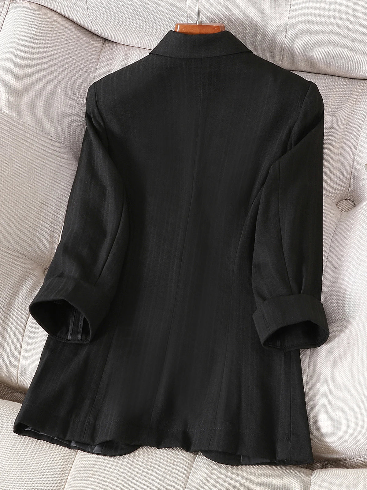 Seven-inch sleeve thin striped women's summer new style suit jacket, perfect for a high-end, fashionable, and casual look