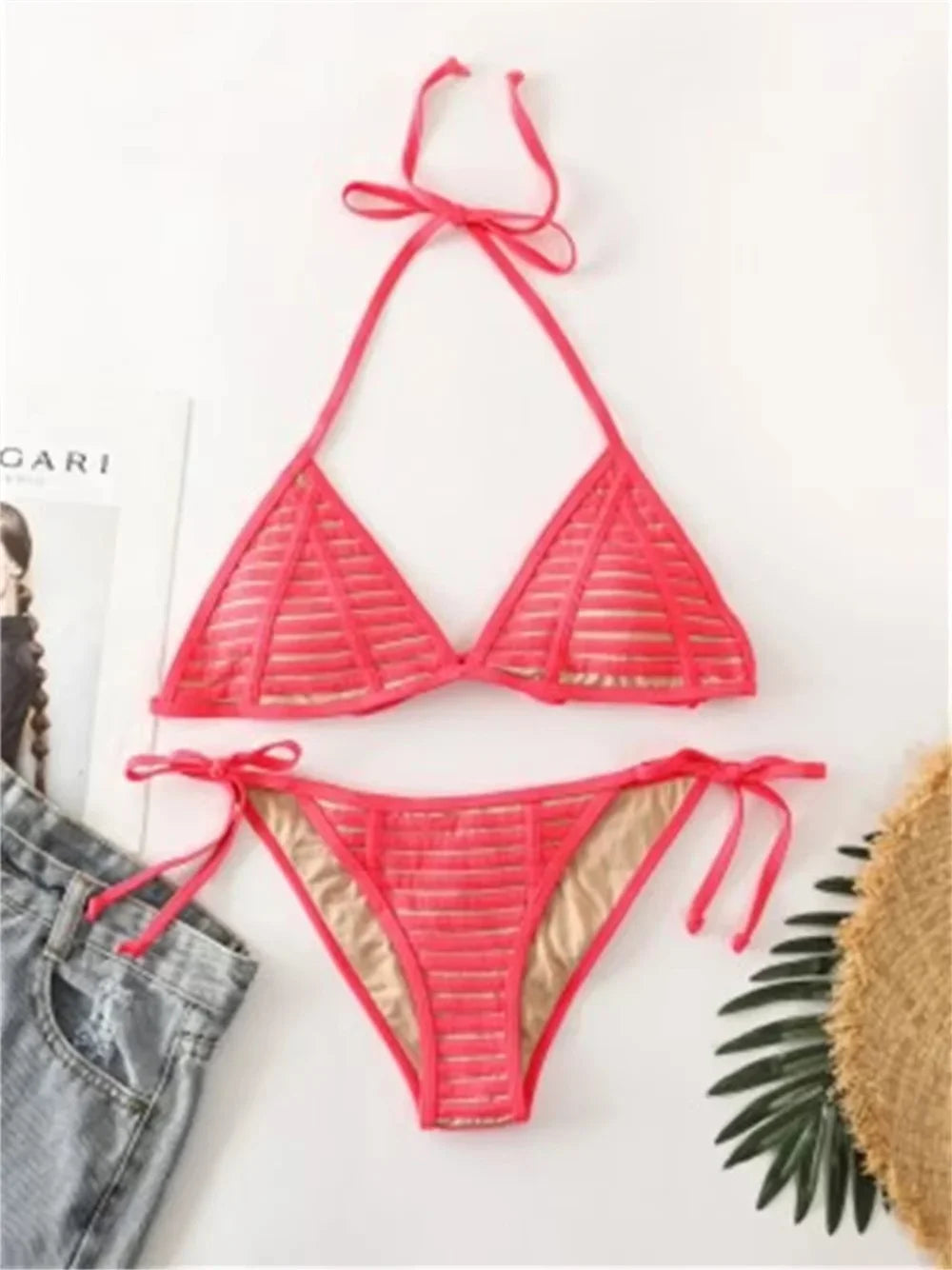 Black Sexy Micro Bikini Triangle Swimsuit Punk Swimwear Halter String Women Trend Two Piece Beach Thong Bathing Suit Bikinis Set