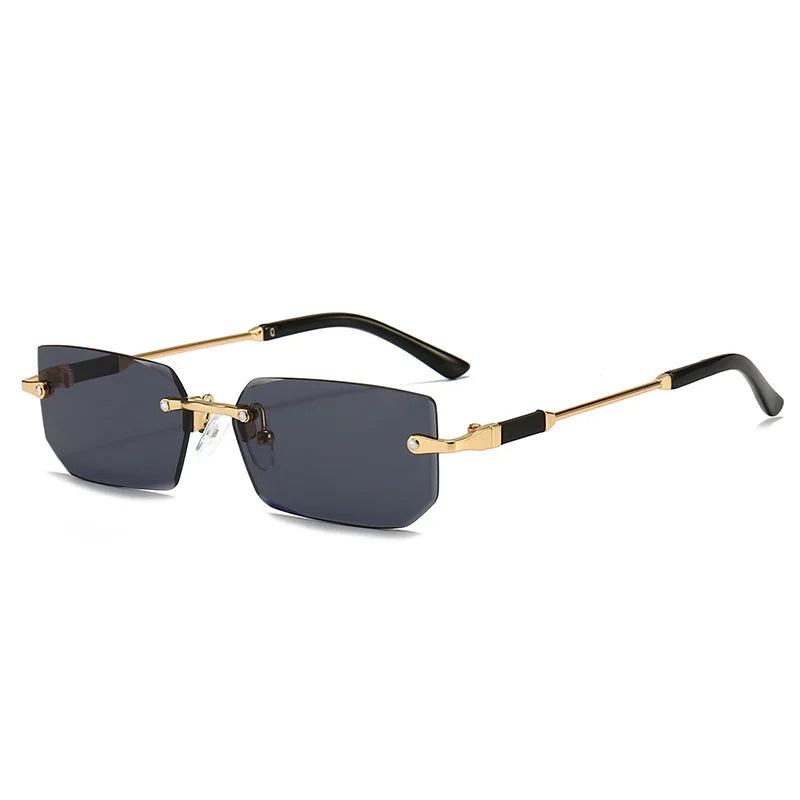 Trendy Rimless Sunglasses for Men Women Luxury design Rectangle Frame Sun Glasses Retro Shades Summer Traveling Eyewear UV400