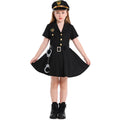 Kids Police Uniforms Dress Girl Dresses Halloween Cosplay Costumes Cap Belt 3Pcs Set Carnival Party Role-play Performance Dress