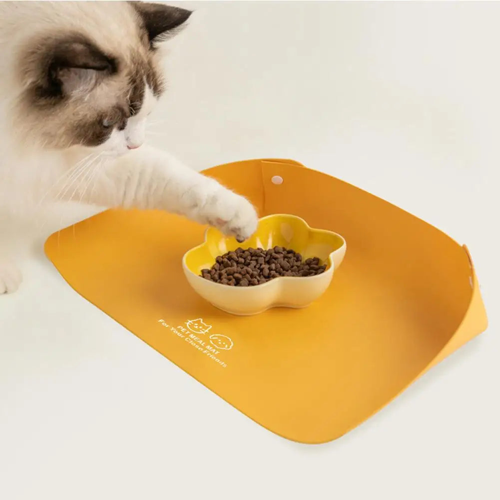 Semi Enclosed Pet Feeding Mat Thick Non Slip Waterproof Oil Proof Pad Floor Protector For Cat Dog Daily Dining Feeding Use