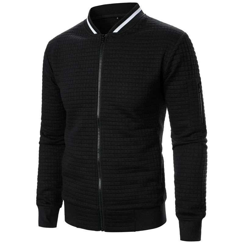 Men's Jackets Coats Casual Solid Autumn Jacket Men Zipper Cardigans Spring Long Sleeve O-neck Plaid Men's Coat Streetwear S-XXXL