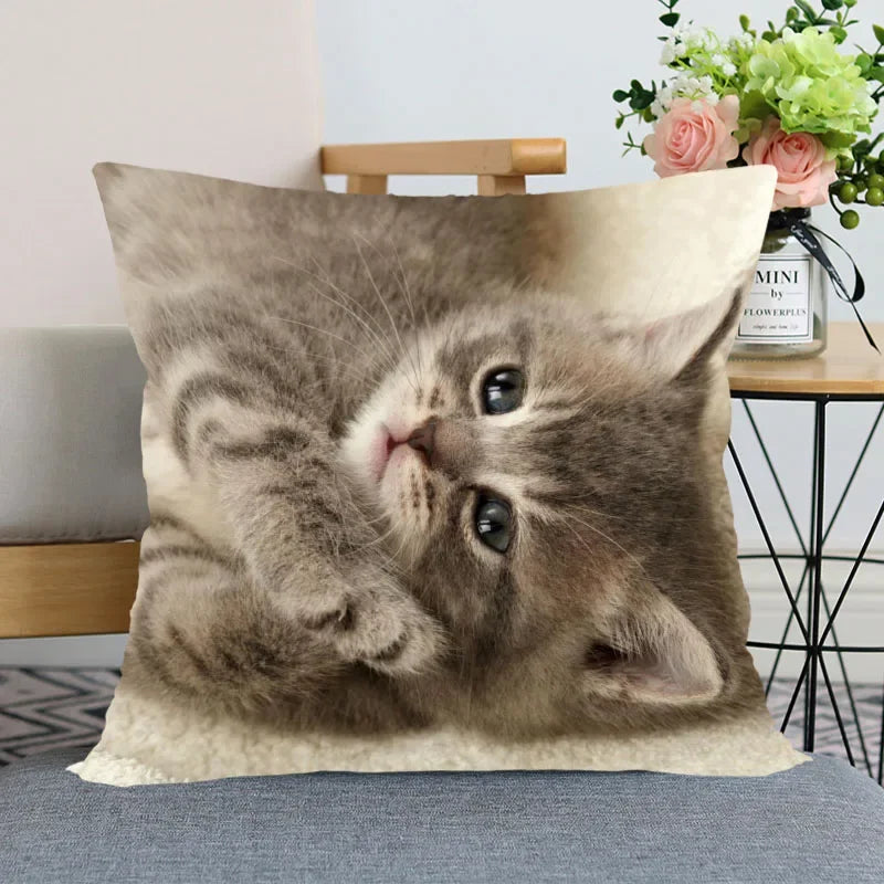 Cute Animal Bed Pillowcase for Car Sofa Home  Pet Cat Printed   Cushion Cover