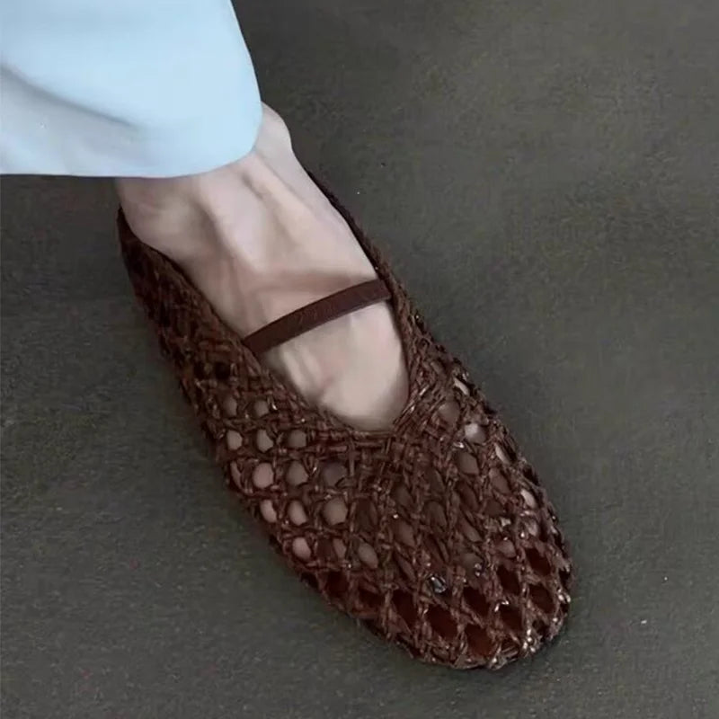 Flats Loafers Women Shoes Designer Weave Shallow Sandals Fashion Casual Sport 2026 New Dress Walking Retro Summer Mujer Zapatos