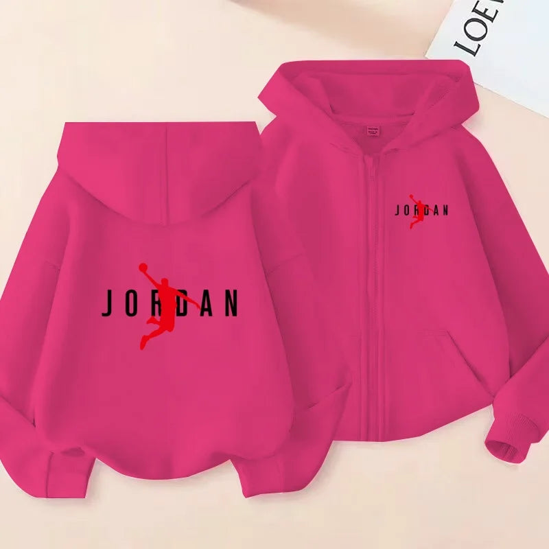 kids Autumn Winter Sweatshirt Basketball Charming Clothing Zipper Style Hoodie Girl Boy 3-12 Years Fashion Blue Black White Coat