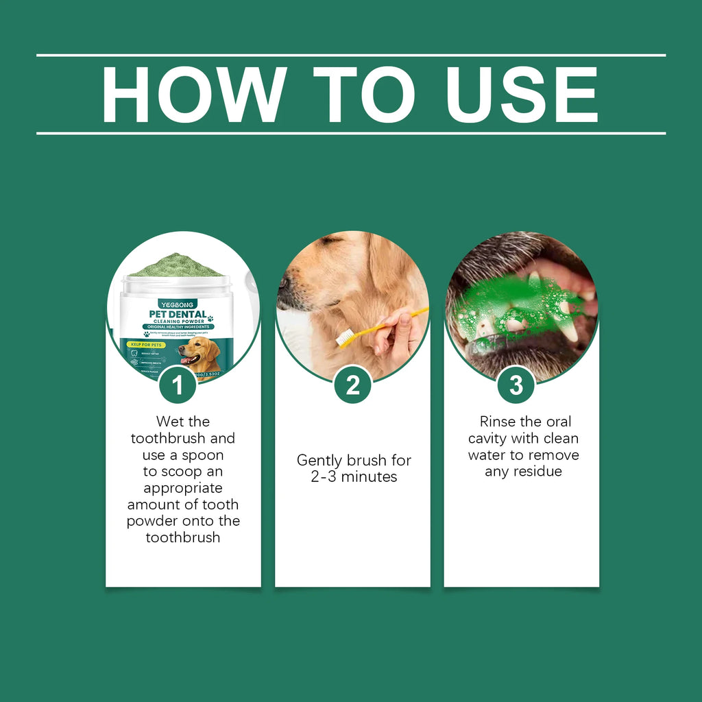 100G Pet Dental Cleaning Powder Natural Formula Cleaning Teeth Stains Prevent Plaque Eliminate Bad Odors Mild Pet Teeth Cleaner
