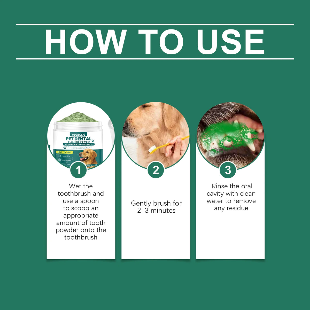 100G Pet Dental Cleaning Powder Natural Formula Cleaning Teeth Stains Prevent Plaque Eliminate Bad Odors Mild Pet Teeth Cleaner