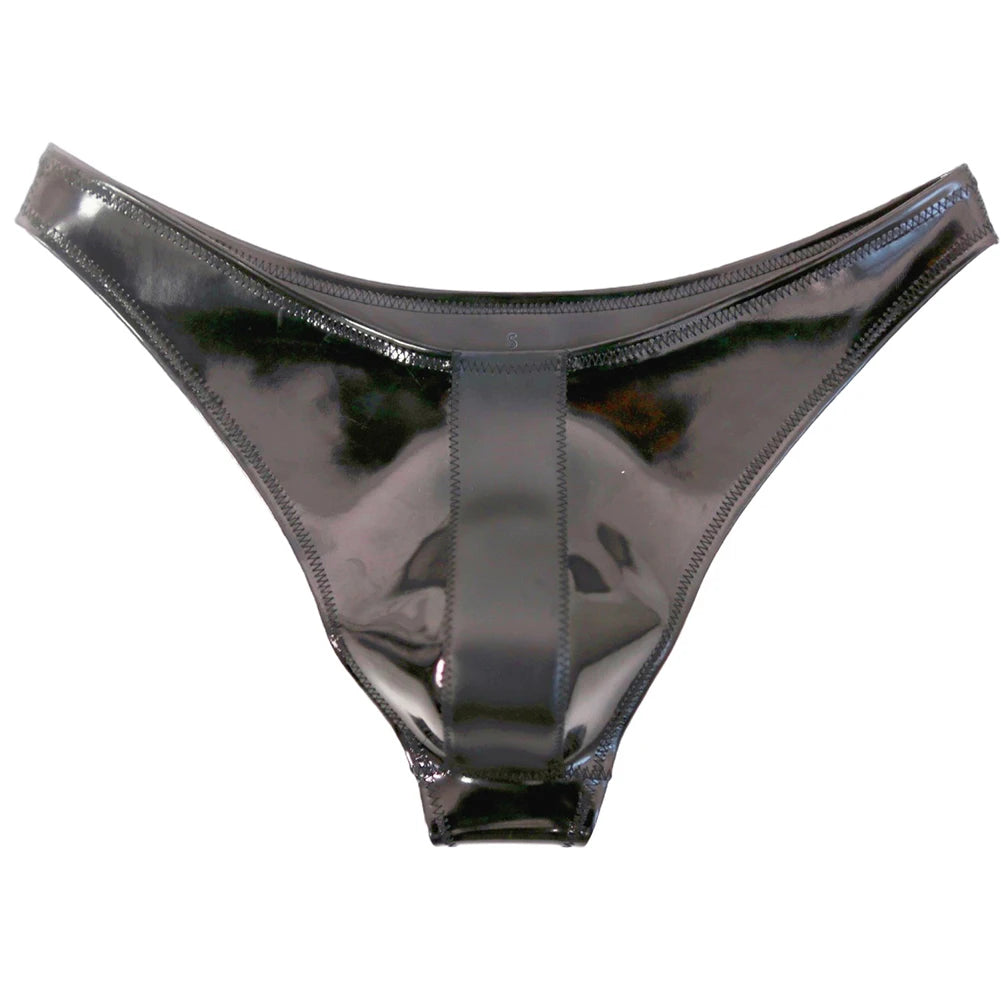 Men Sexy Latex Ammonia Glossy Brief Patent Leather Gay U Pouch Sexy Mens Accessories Bikini Low Rise Gay Lingerie Men's Clothing