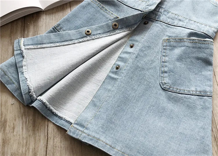 Kids Clothing 2026 Spring and Summer New Fashionable Girls Stylish Dress Denim Washed Suspender Dress