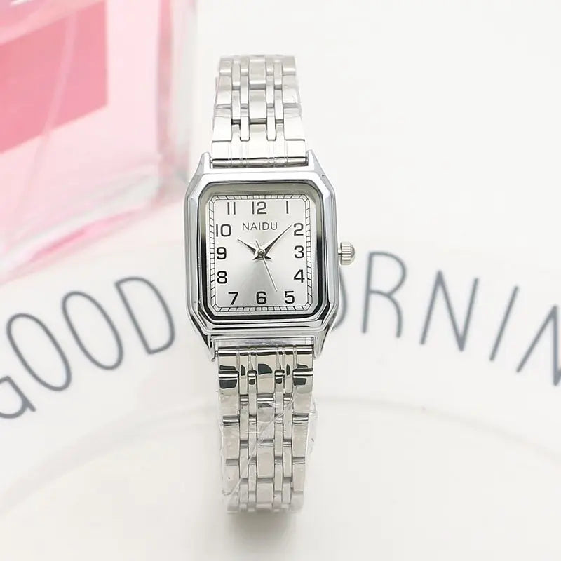 Women Quartz Watch Luxury Fashion Square Sliver Case Band Roman Numerals Dial Female Watches Niche New Ladies Dress Wristwatch