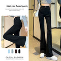 High Waist Slim Fit Flare Jeans Women's Spring Summer 2024 New Sle Double Bule e ey Cotton Stretch Denim Pants